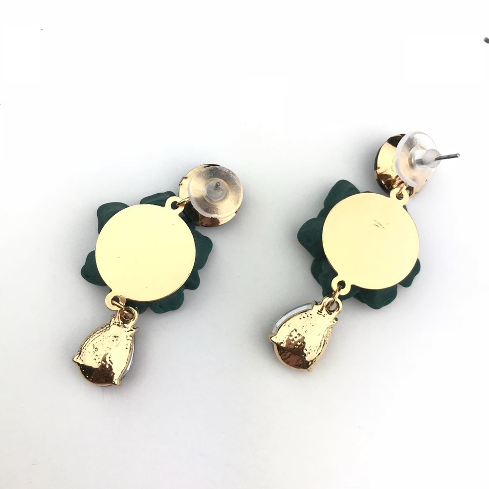 “Valentina” Flower Drop Statement Earrings - Picture 3 of 3